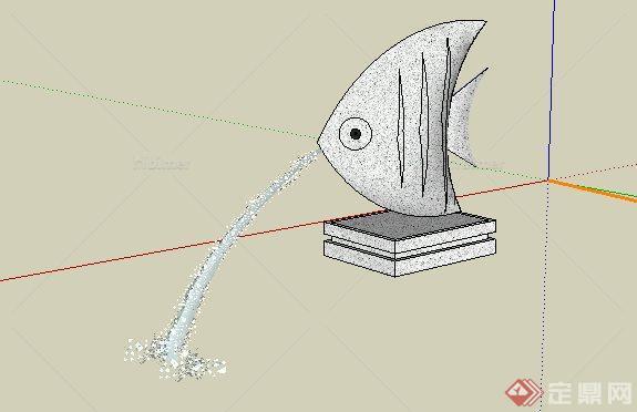 热带鱼喷泉雕塑吐水雕塑SketchUp(SU)3D模型