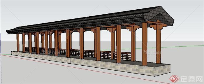 古典中式长廊设计su模型