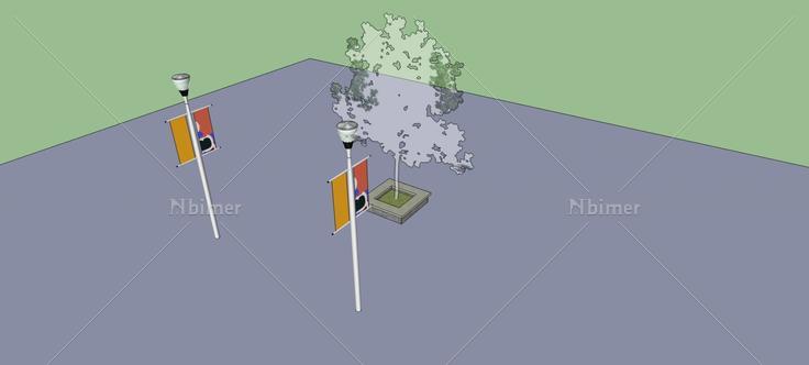 路灯广告牌(73988)su模型下载