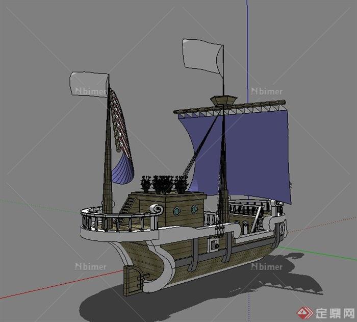 木质海盗船设计SU模型[原创]