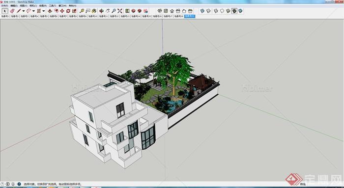 某住宅建筑和庭院设计SU模型