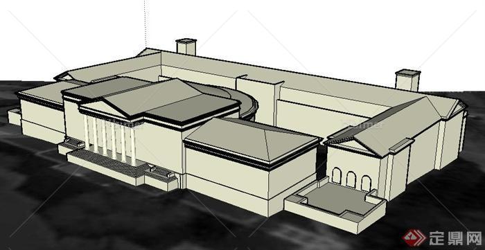 简欧市政厅建筑设计SU模型