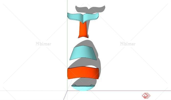 某彩色镂空鱼形SU模型