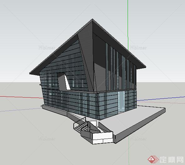 某地现代中式风格博物馆建筑设计SU模型