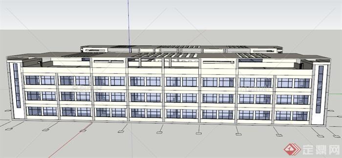 两栋校园办公楼建筑设计SU模型