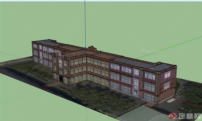 某欧式多层学校行政大樓建筑设计SU模型