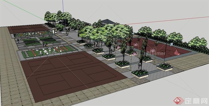某休闲广场设计su模型（可用作学校设计的一部分