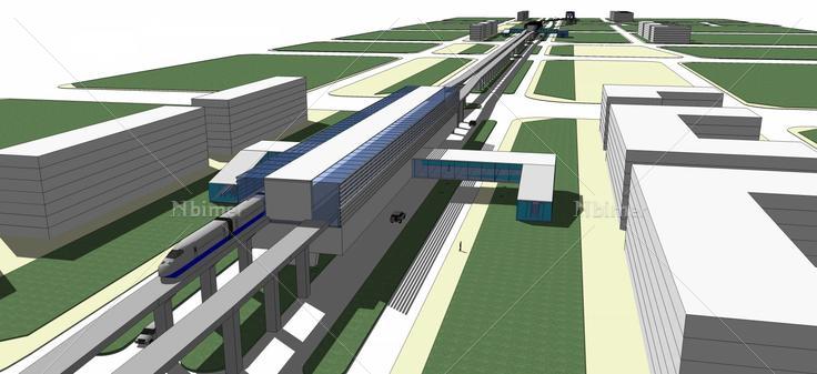 现代风格轻轨站(50487)su模型下载