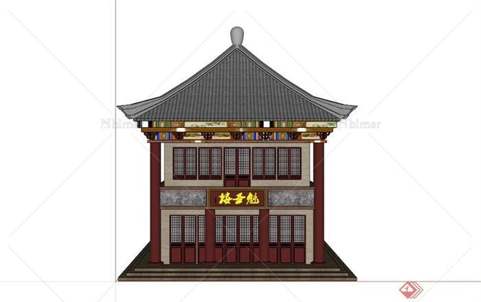 某古典中式酒楼建筑SU模型