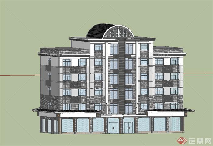 某地现代风格多层住宅楼建筑设计方案SU模型