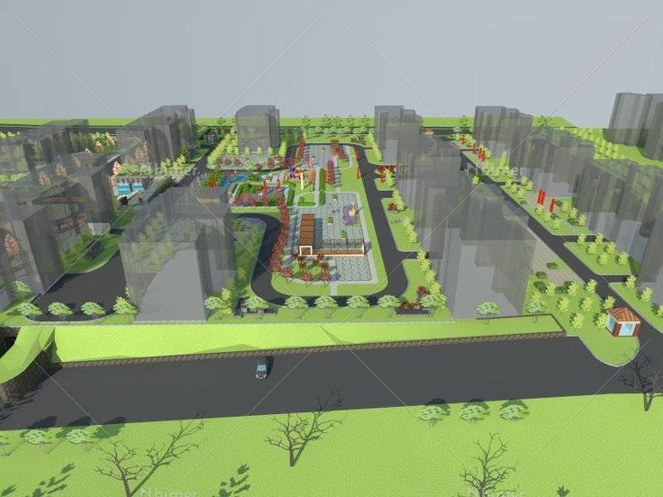 居住小区景观新村景观规划设计(88007)su模型下载