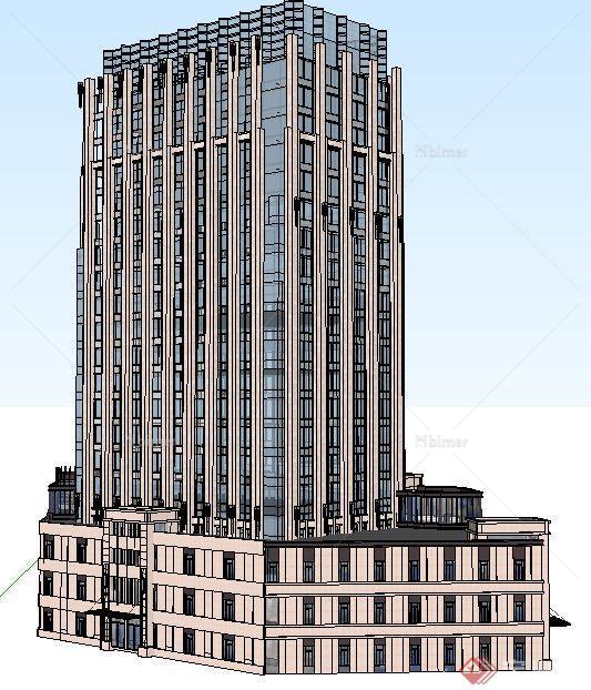 现代风格城市酒店建筑设计su模型