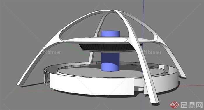 现代简约候机大厅建筑设计su模型