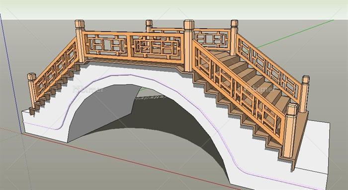 中式风格景观木桥设计su模型[原创]