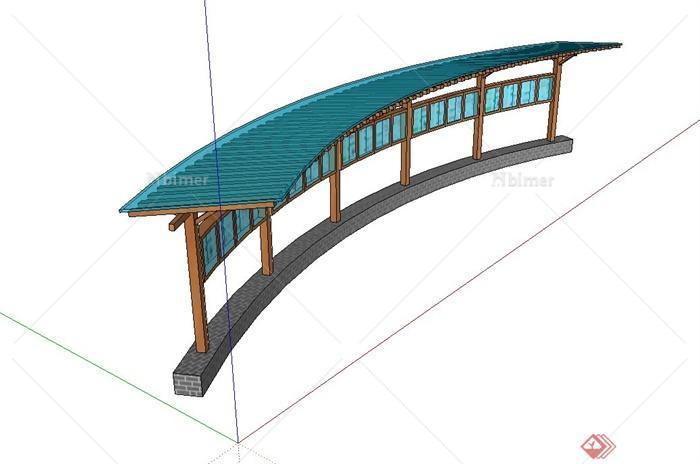 现代风格廊架su模型设计