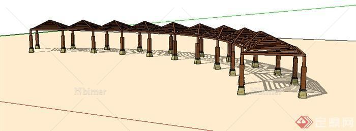 园林景观之现代风格廊架设计su模型14