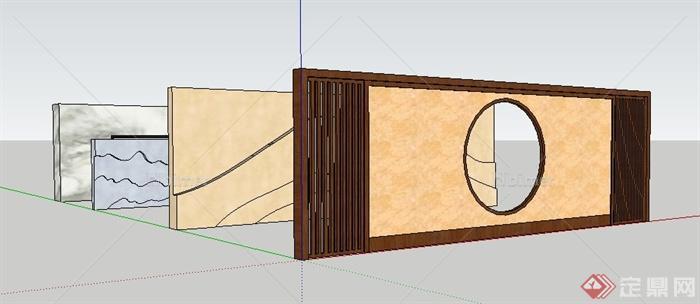四款现代简约景墙设计su模型