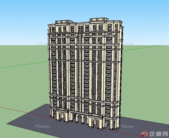 新古典住宅小区高层建筑设计su模型[原创]