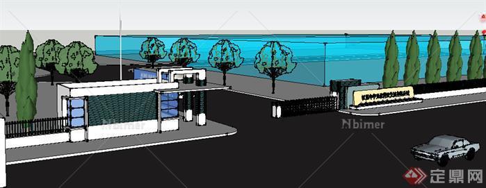 某厂区现代大门设计SU模型