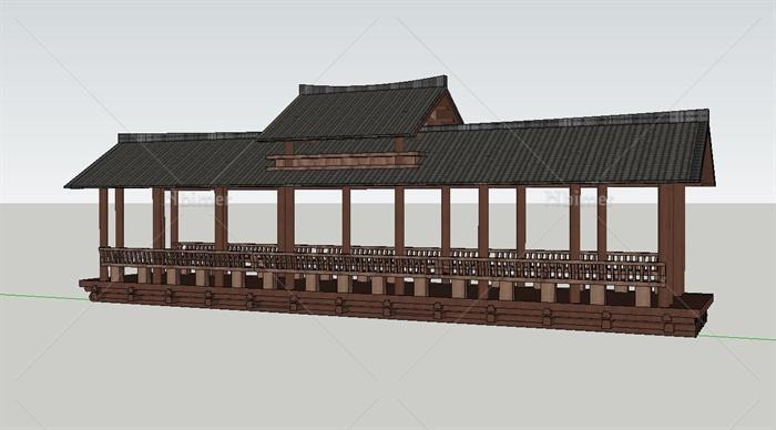 中式风格古建风雨桥su模型[原创]