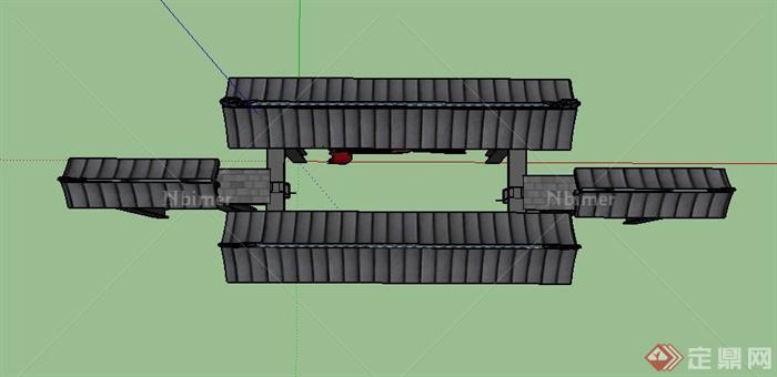 某仿古门廊牌坊制作设计SU模型