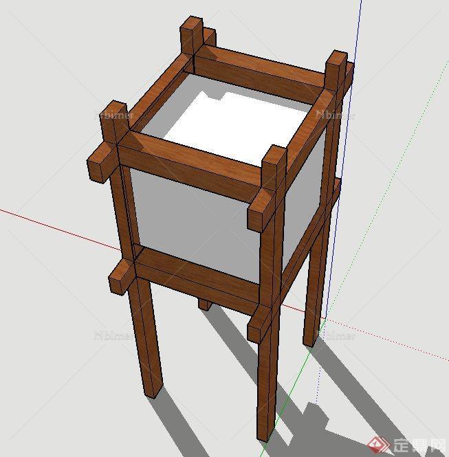 木质方形灯箱设计SU模型[原创]