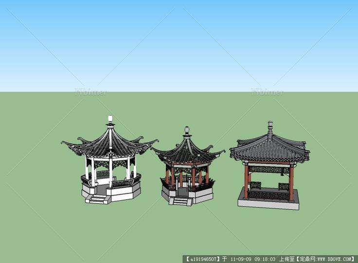 中国古典亭子，sketchup模型