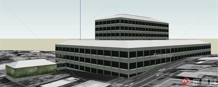 现代简洁多层组合办公楼建筑设计su模型