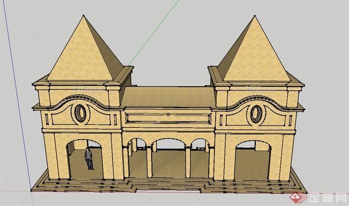 某大门景观设计SU模型2