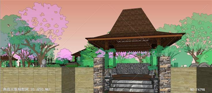 私家温泉庭院模型修改628东南亚