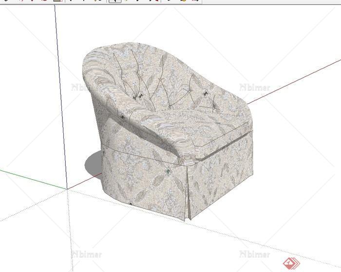 现代风格详细室内单人沙发设计SU模型[原创]
