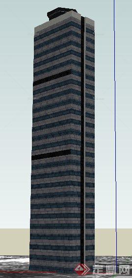 现代风格一栋办公楼建筑设计su模型