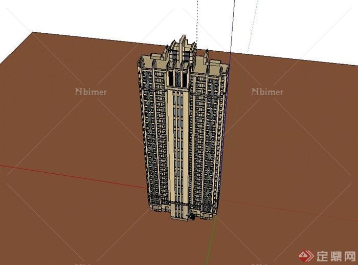 某现代风格详细玩的高层居住楼设计su模型[原创]