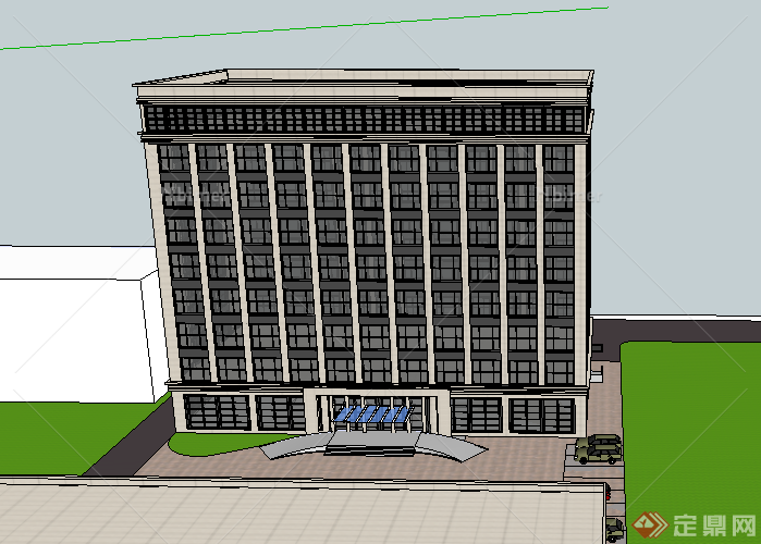 某现代风格宾馆酒店建筑设计SU模型素材7