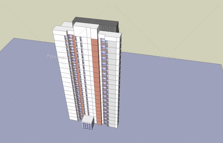 现代高层住宅楼(49706)su模型下载