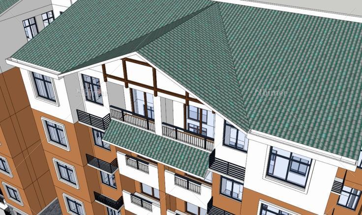 多层住宅，一梯两户，中国古典风格，坡顶，6层