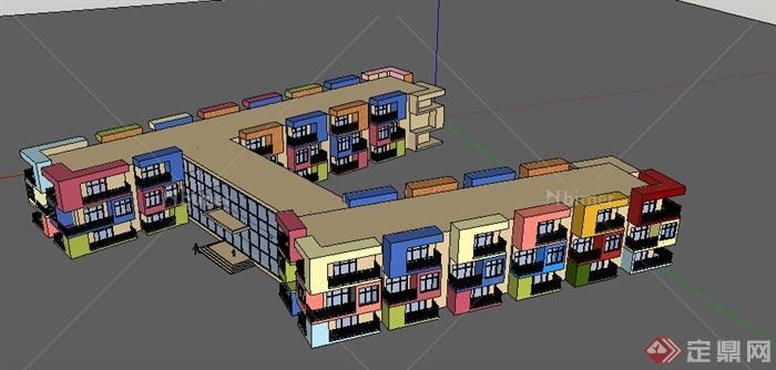 某地现代三层幼儿园学校建筑设计SU模型