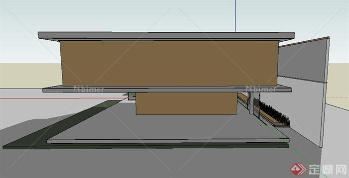 现代架空两层小别墅建筑设计SketchUp模型[原创]
