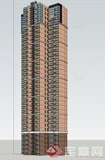 某个超高层住宅楼建筑设计SU模型