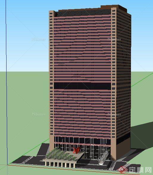 现代高层商务办公楼建筑设计SU模型