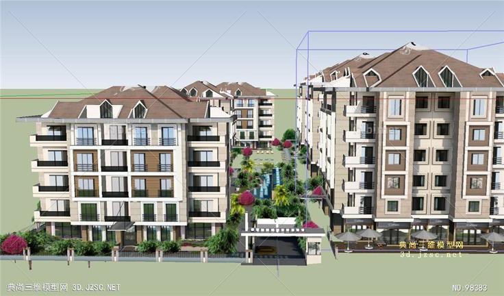欧式住宅小区建筑体模型
