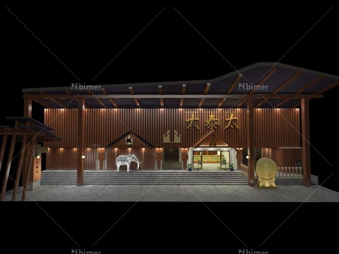 某泰式风格餐厅大门设计SU模型含CAD方案[原创]