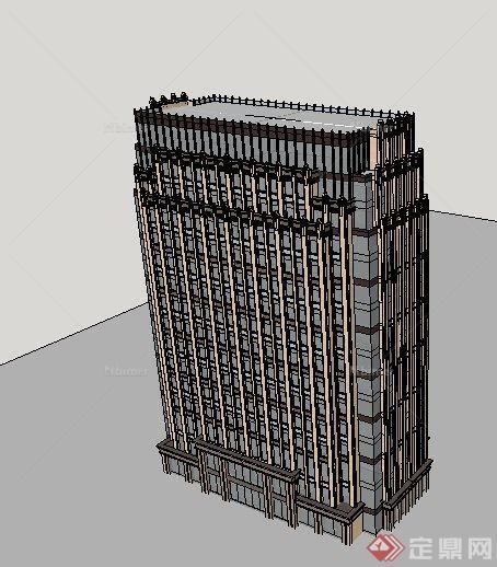 简约古典小高层办公建筑设计Su模型[原创]