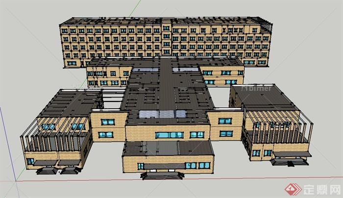 某现代多层医院建筑设计SU模型