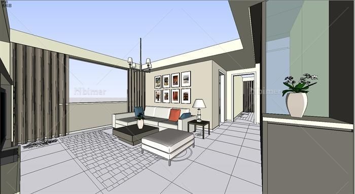 室内装饰之住宅室内空间设计方案SU模型1[原创]