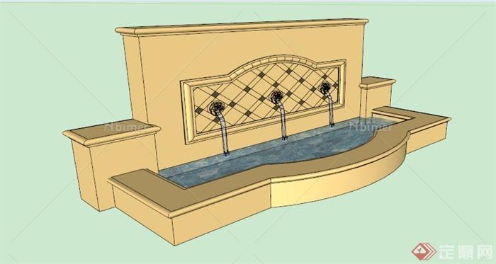 某欧式喷水水池景观SU模型