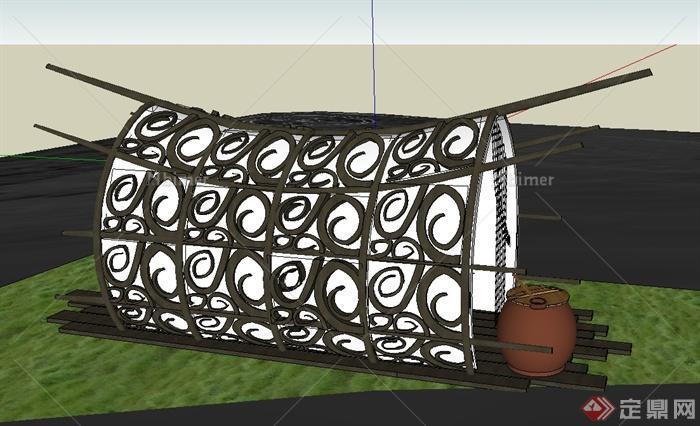 某现代风格休闲区景观小品设计su模型[原创]