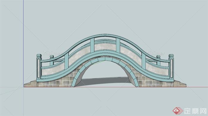 现代中式园桥设计SU模型