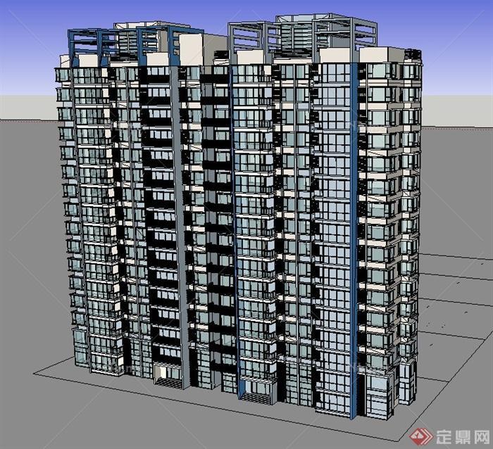 现代某高层住宅小区建筑设计CAD方案图+SU模型[原