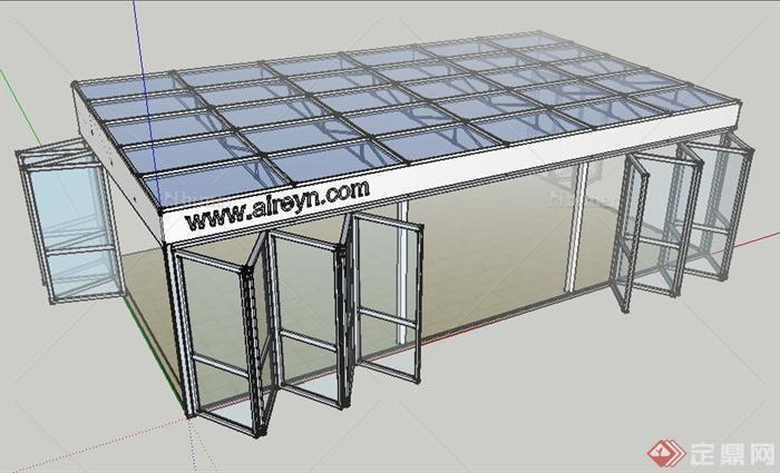 某网站玻璃展厅建筑设计SU模型